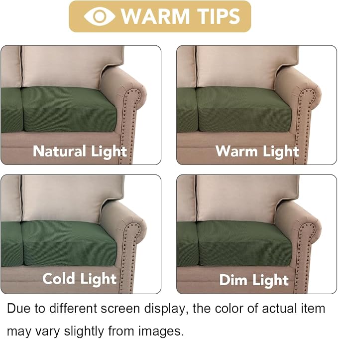 H.VERSAILTEX Super Stretch Individual Seat Cushion Covers Sofa Covers Couch Cushion Covers Slipcover Sets Thick Jacquard Textured Twill Fabric (2 Piece Medium Sofa Cushion Covers, Bronze Green)