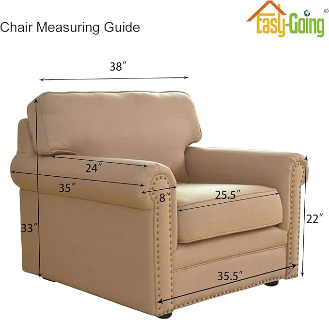 Easy-Going Stretch Chair Sofa Slipcover 1-Piece Couch Sofa Cover Furniture Protector Soft with Elastic Bottom for Kids, Pet. Spandex Jacquard Fabric Small Checks (Chair, Coffee)