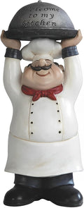 ICE Armor 14" H Chef Holding Welcome to My Kitchen Tray Statue Dining Room Accessory Decoration Figurine Office Desk/Home/Living Room/Table Decor, Perfect House Warming Gifts for New Home