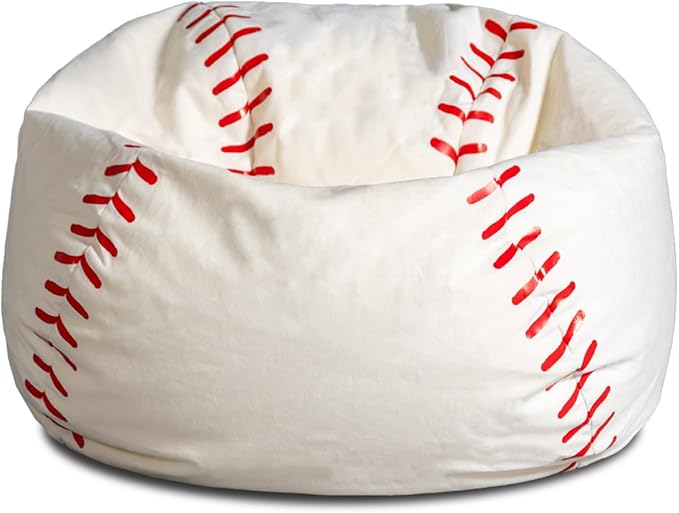 Big Joe Sports Ball Bean Bag Chair for Kids, Baseball Plush, Ultra-Soft Lightweight Polyester Blend, 2.5 Foot Refillable