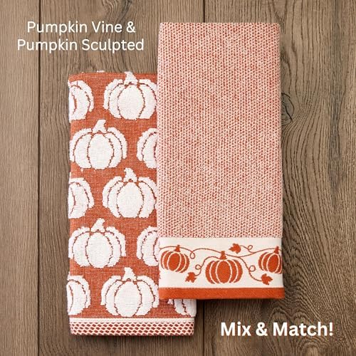 SKL Home Fall/Thanksgiving Pumpkin Vine Hand Towel Set-2pc, Spice - Image 3