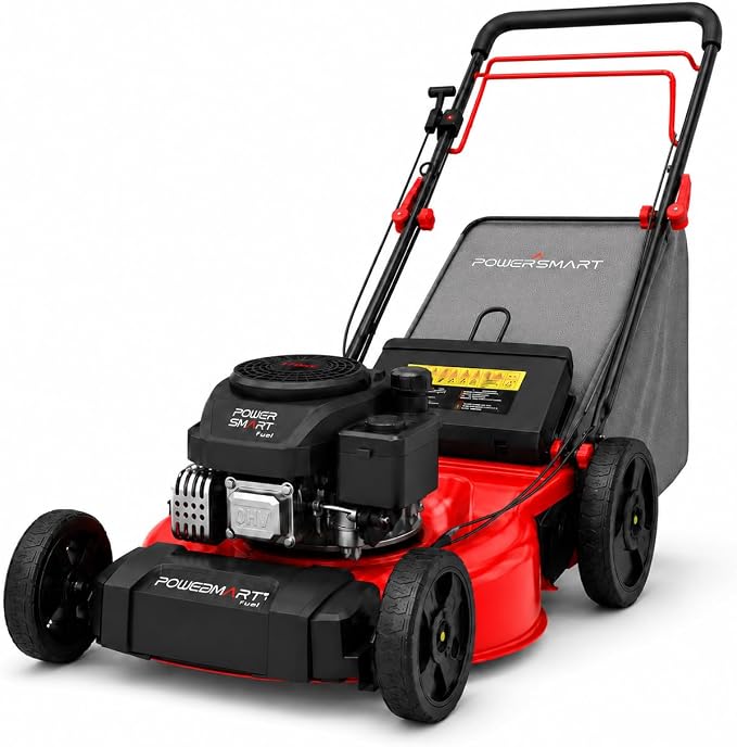 PowerSmart 21" Gas Self-Propelled Lawn Mower for Hills & Medium Yards | 170cc OHV | 3-in-1 Mulching/Bagging/Discharge | 6-Position Height | Alloy Steel Deck | Easy Start | Rear-Wheel Drive
