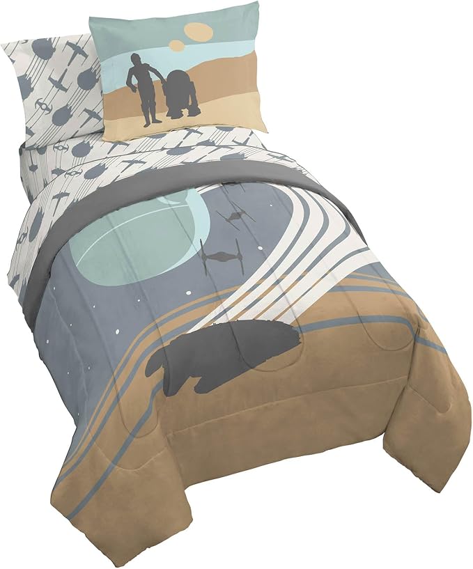 Star Wars Full Comforter Set 7 Piece Soft Bedding for Boys, Multi | Bed in a Bag, Comforter Sheets Shams Pillowcases, Official Product, Soft Microfiber, Machine Washable, Boys Gift