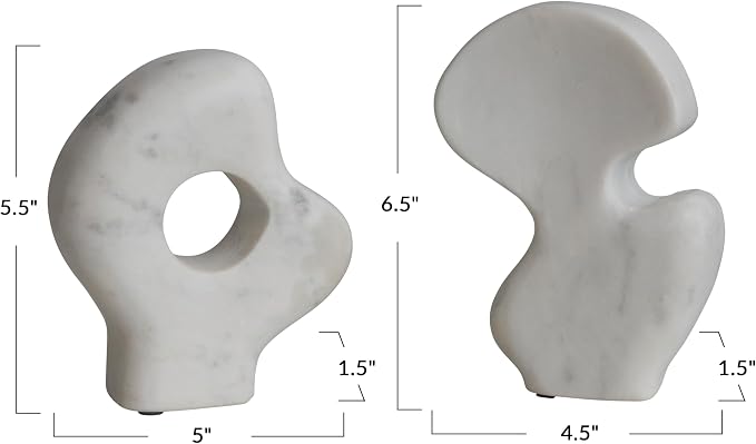 Decorative Abstract Marble Sculptures, Set of 2 Styles, White