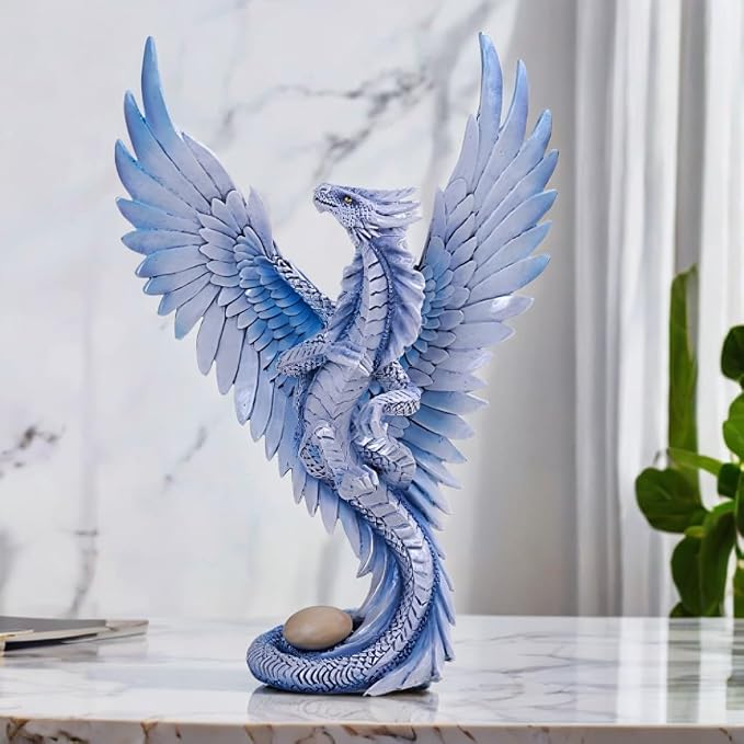 ICE Armor 12.25" H Blue Wind Dragon Figurine Decorative Display Ornament Home Accent Collectible for Living Room Bedroom Office Use