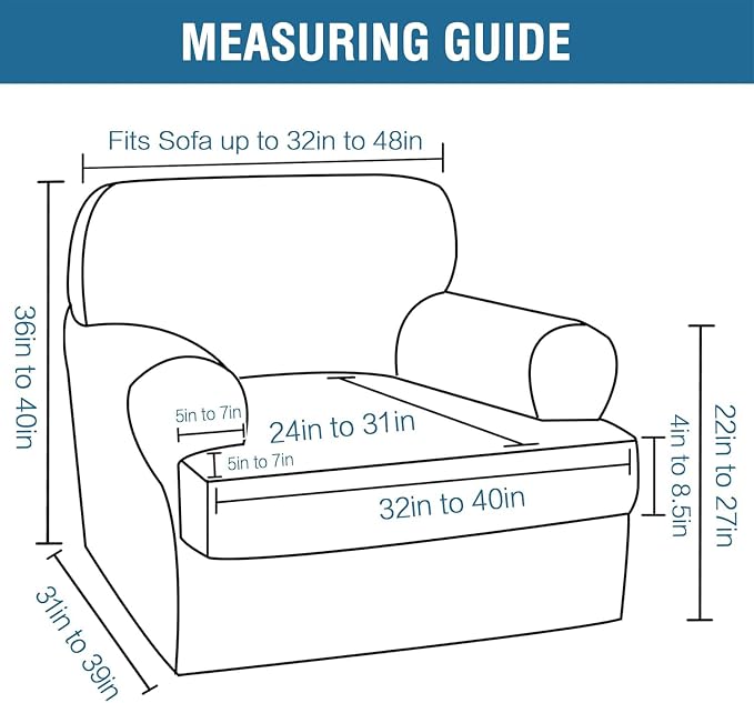 H.VERSAILTEX Sofa Cover 2 Piece T Cushion Armchair Slipcovers Velvet Couch Cover Furniture Protector Stretch T Cushion Sofa Covers for 1 Cushion Couch with 1 Individual T Cushion Covers, Deep Teal