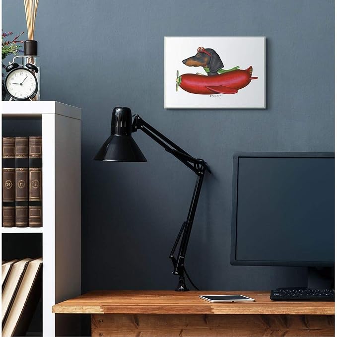 Dachshund Flying in Weenie, 10 x 15 Inch Mounted Print on Wall Plaque | Stupell Industries | 15 x 10 Inches, Easy to Hang and Sturdy, Made in USA, by Danny Gordan