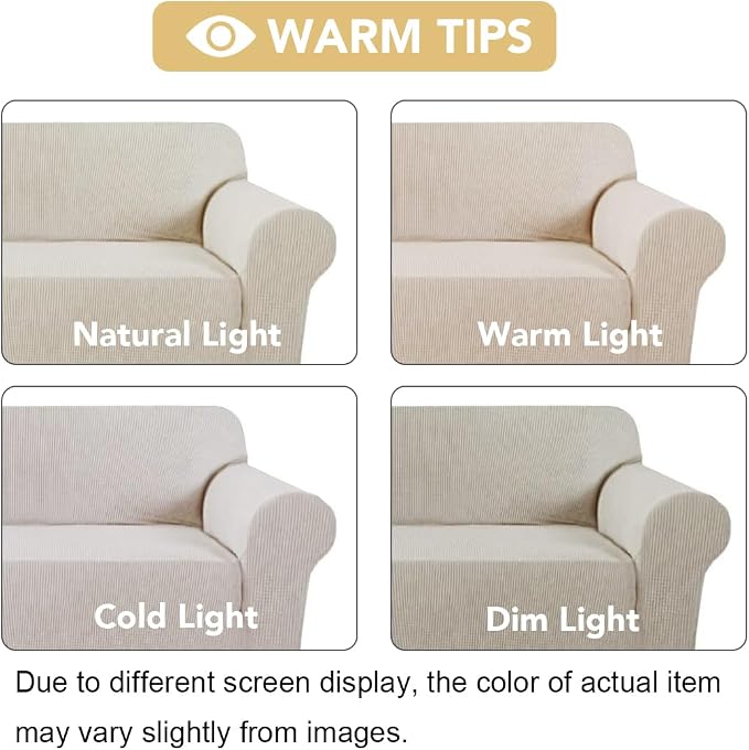 H.VERSAILTEX Stretch Couch Covers for Sofa 1 Piece Slipcovers for Couches 3 Seater Couch Cover Feature Thick Checked Jacquard Fabric with Elastic Bottom(Large Sofa 90"-100" Wide, Island Fossi)