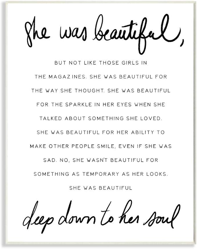 Stupell Industries 'She was Beautiful Quote'| Wall Plaque Art | Stupell Industries | 10 x 15 Inches, Easy to Hang and Sturdy, Made in USA, by Lil' Rue