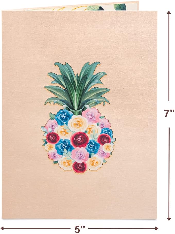 Paper Love Pop Up Cards 2 Pack - Includes 1 Floral Pineapple and 1 Cherry Blossom Park, For All Occasions, Mother Day, Birthday, Just Because- Includes Envelope and Note Tag