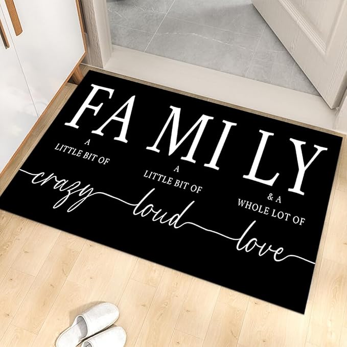 GUBIYU Black Area Rugs for Living Room Washable Rug for Bedroom Non Slip Backing Non Shedding Inspirational A Little Bit of Crazy Rugs for Home Office Decor Floor Carpet for Dining Room 23.6"x35.4"