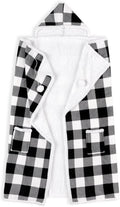 Premium Wearable Hooded Blanket for Adult Women and Men 71"x51" - Super Soft, Lightweight, Microplush, Cozy and Functional Throw Blanket Buffalo Plaid White/Black