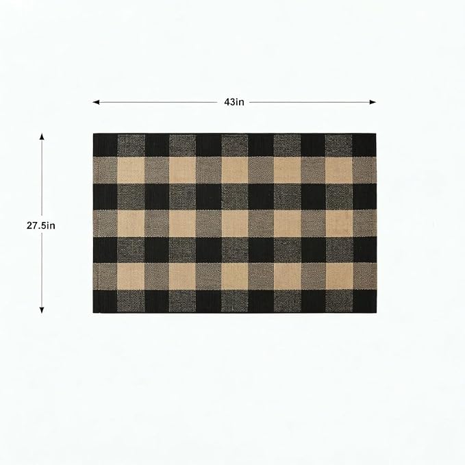 Brown and Black Buffalo Plaid Rug 2'4'' x 3'7'', Washable Farmhouse Non-Slip Checkered Doormat, Indoor Outdoor Floor Mat for Living Room, Bedroom, Entryway, Kitchen, Laundry Room