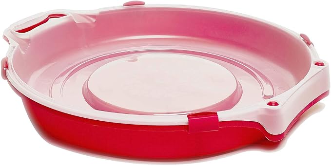 HOMZ Set of 3 Holiday Wreath Plastic Storage Containers, Holds Up to 24” Diameter, Secure Latching Lid and Easy Grip Handle, Stackable and Nestable, Red/Clear | Stackable Seasonal Decoration Organizer Bins with Lids and Handles for Christmas Wreaths an...