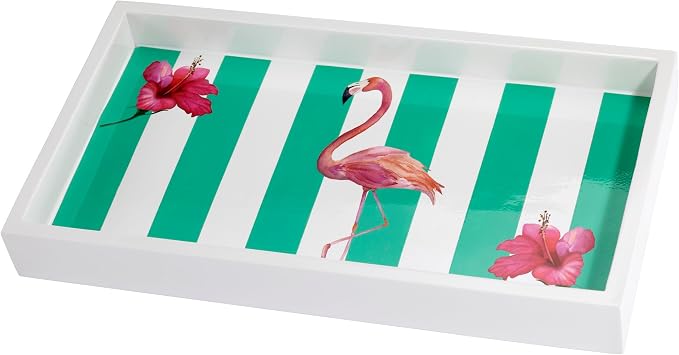 Avanti Linens - Vanity Tray, Multipurpose Home Decor, Tropical Bath Accessories (Flamingo Paradise Collection)