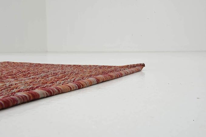Unique Loom Collection Casual Transitional Solid Heathered Indoor/Outdoor Flatweave Area Rug (2' x 6' 1" Runner, Rust Red/Beige)