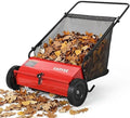 Manual Push Lawn Sweeper 26 Inch- Walk Behind Yard Sweeper for Leaves and Grass,7 Cu. ft. Large Hopper, Height Adjustable, 4 Fast Spinning Brushes