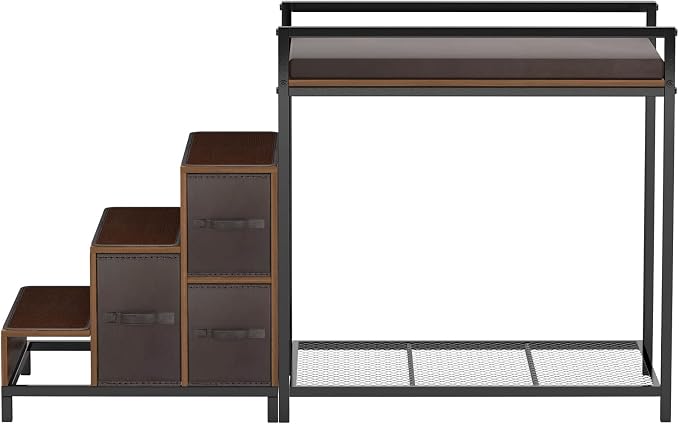 GDLF Bunk Beds Window Perch for Dogs Bedside Lounge Elevated Dog Bed Multi-Level Platform with Foam Upholstery, Non-Slip Pad and Storage