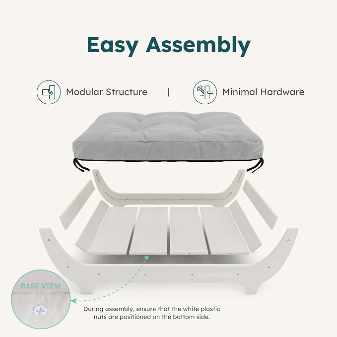 CANAGAN Elevated Wooden Dog Bed with Cushion, White Maple, Large | Raised Dog Couch Bed with a Washable Cover and Plush PP-Filled Cushion, Designed for Large Dogs and Stylish Indoor Living