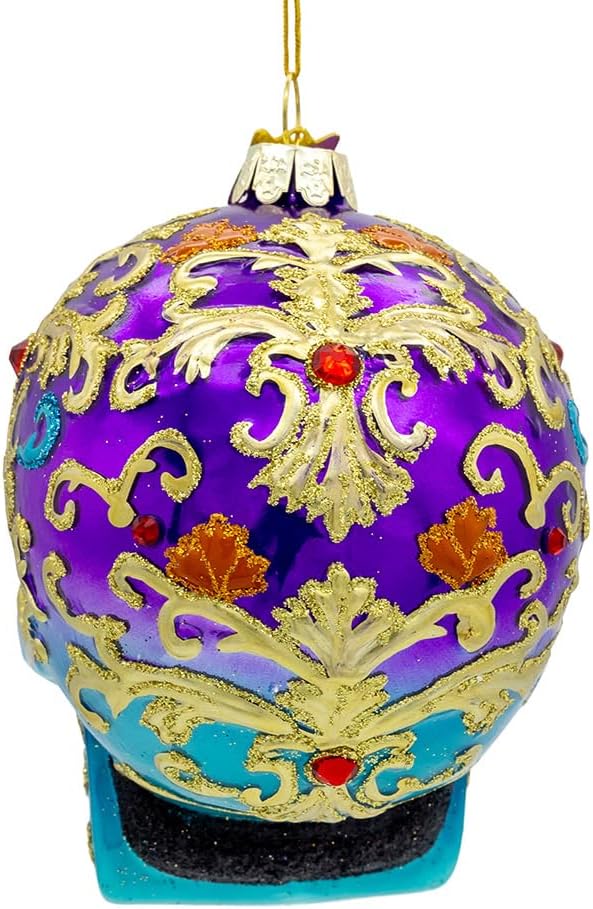 Kurt Adler 4.75" Bellissimo Glass Sugar Skull Ornament