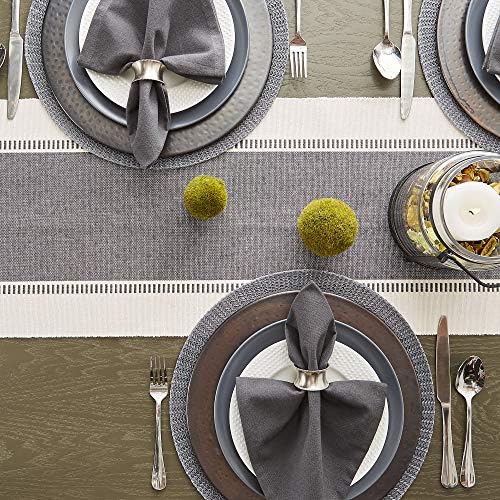 DII Dobby Stripe Table Runner, 13x108 Mineral Gray & Cream Background - Image 5