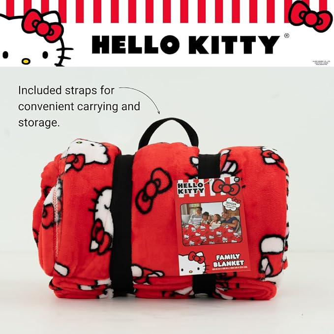 Hello Kitty Bedding Super Cozy Oversized Family Blanket, 120 in x 108 in, (Officially Licensed Product) by Franco Collectibles