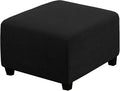 H.VERSAILTEX Square Ottoman Covers Ottoman Slipcovers Folding Storage Stool Furniture Protector Form Fit with Elastic Bottom, Stretch High Spandex Small Checks Jacquard Fabric(Medium,Black)
