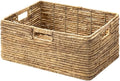 StorageWorks Extra Large Wicker Baskets for Storage, Water Hyacinth Storage Baskets for Shelves, Decorative Basket, Natural, 1-Pack, 16½" x 13" x 7½"