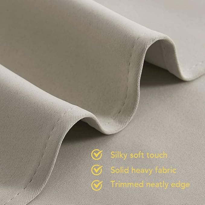 NICETOWN Bedroom Curtains Blackout Drapery Panels, 2 Panels, 70 x 108 inches, Natural, Three Pass Microfiber Thermal Insulated Solid Ring Top Blackout Window Curtains/Drapes