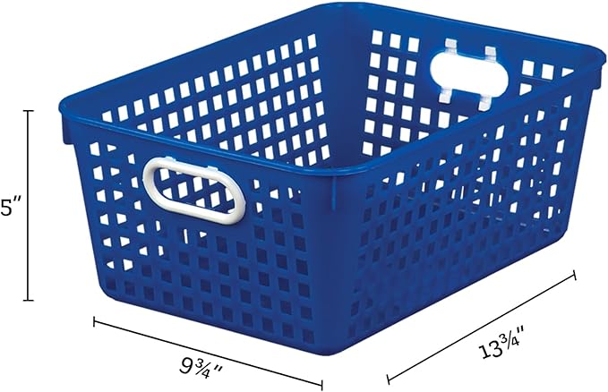 Really Good Stuff Large Plastic Storage Baskets with Handles | 13.75" x 9.75" x 5", Rainbow Group Colors, Book & Supply Organization for Classrooms & Home