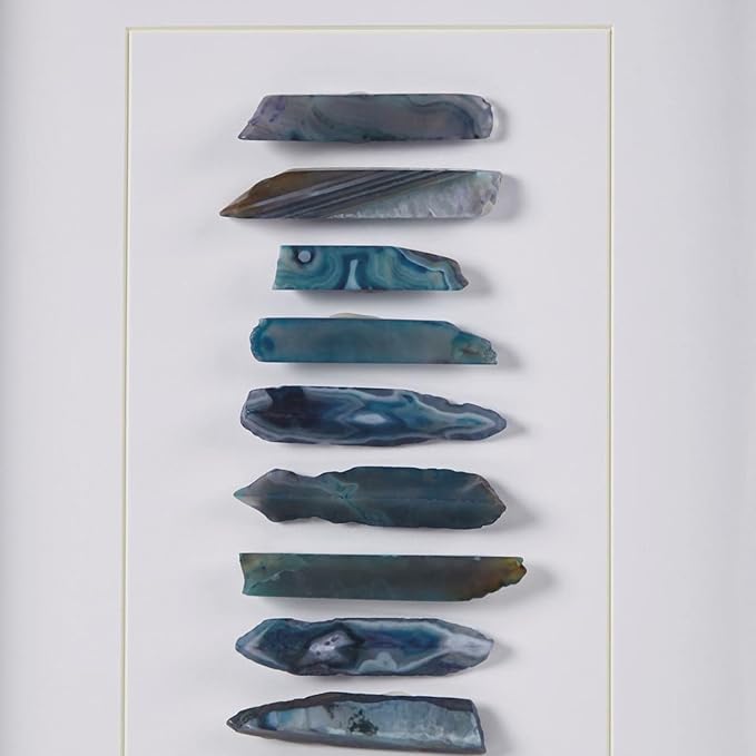 INK+IVY Cerulean Stones Wall Décor Natural Agate, Glass Framed Art for Living Room Entryway Home Accent, Ready to Hang Bedroom Decoration, 13.78" W x 23.62" H, Blue