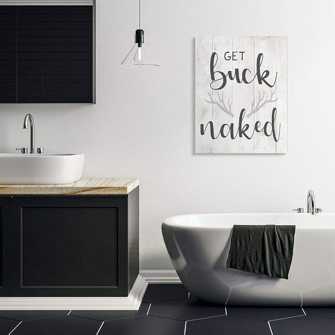 Stupell Industries Buck Naked Antlers Humor, 30 x 40 Inch Canvas Wall Art | Stupell Industries · By Lil' Rue · Ready to hang · Rustic novelty charm for cabin spaces · Made in USA
