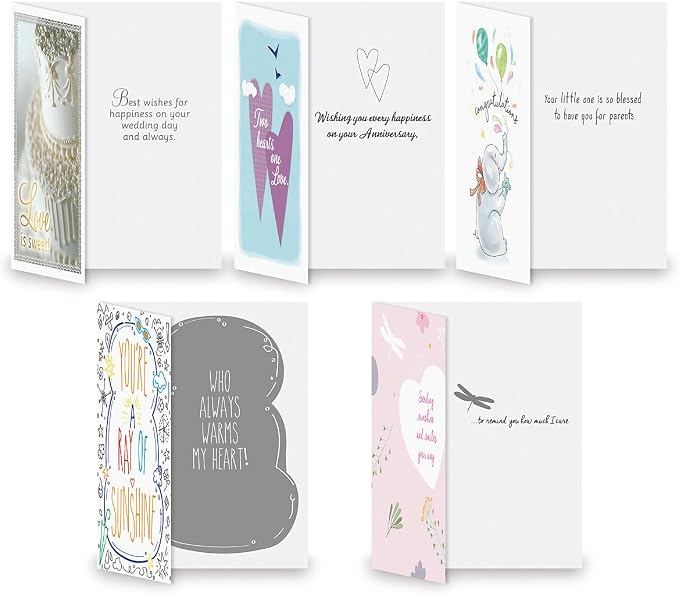 Current Modern Messages All Occasion Cards with Envelopes - 40 Pack Assorted Greeting Cards, Large 5" x 7" Assortment, Variety of Birthday, Get Well, Sympathy, Thinking of You