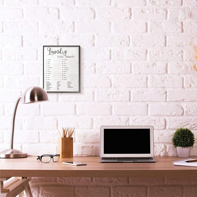 Stupell Industries 'Laundry Word Scramble Fun Family Word Design', Framed Giclee Art, Black, 11 x 14 Inches, Easy to Hang and Sturdy, Made in USA, by Lil' Rue