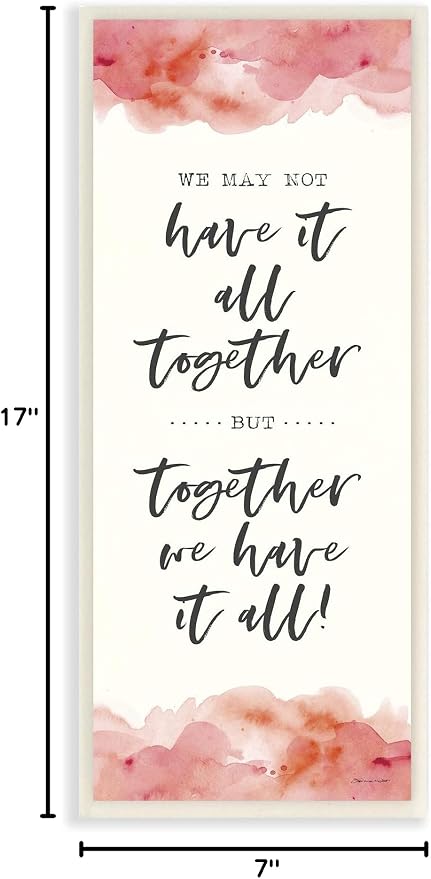 'Romantic Phrase with Blush Watercolor'| Wall Plaque Art | Stupell Industries | 7 x 17 Inches, Easy to Hang and Sturdy, Made in USA, by Stephanie Workman Marrott