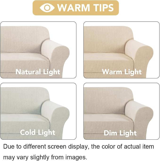 H.VERSAILTEX Stretch Armchair Covers Slipcover 2 Piece Chair Covers for Living Room Furniture Cover Suit for T Cushion/Box Cushion, Jacquard Fabric Small Checks(Armchair-Standard, Island Fossi)