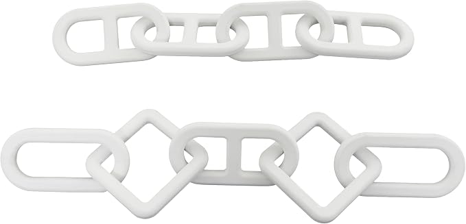 CosmoLiving by Cosmopolitan Wood Chain Decorative Sculpture Home Decor Statues, Set of 2 Accent Figurines 27", 25" W, White