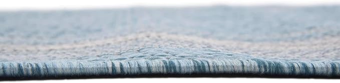 Unique Loom Outdoor Border Collection Area Rug - Soft Border (4' 1" x 6' 1" Rectangle, Aquamarine/ Ivory)