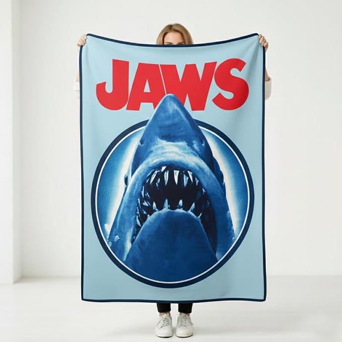 Silver Buffalo Jaws Need a Bigger Boat, Fleece Throw Blanket, 45x60in | Soft and Cozy, 180 GSM
