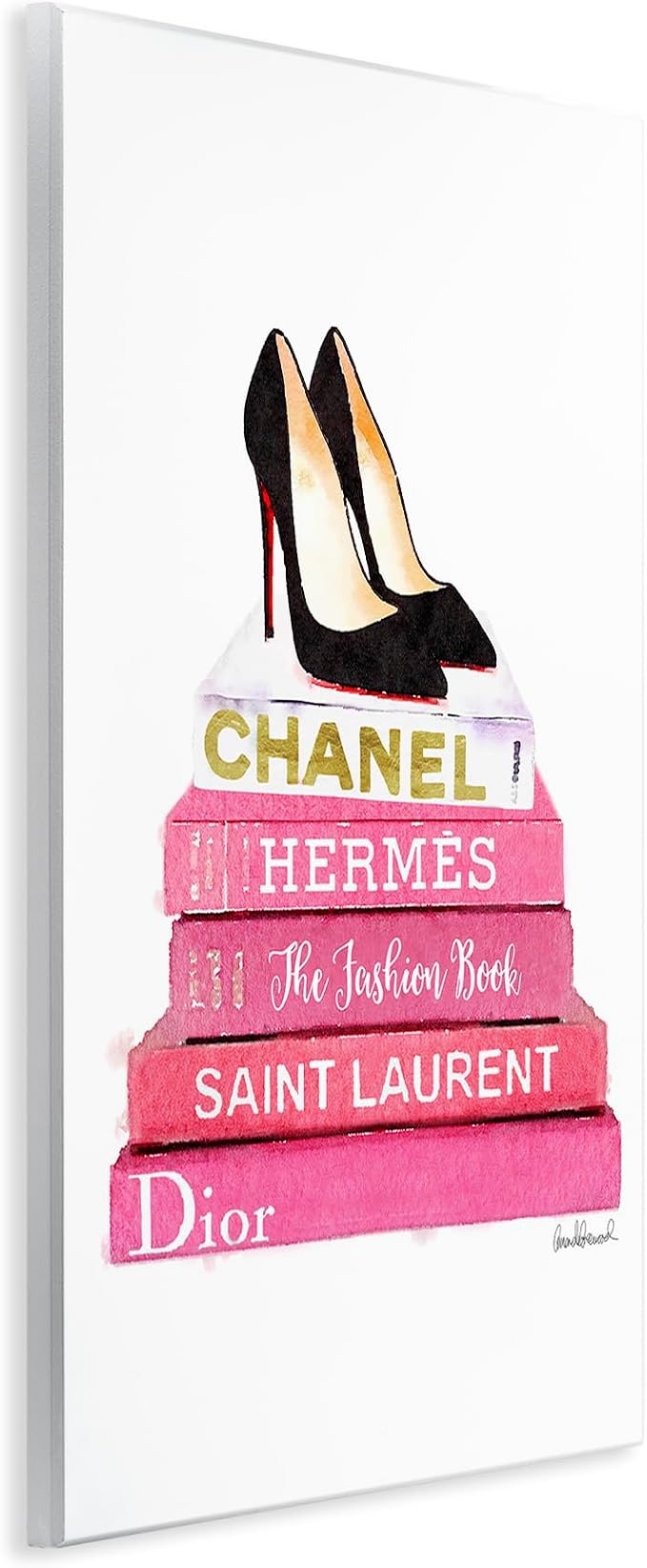 Glam Pink Fashion Bookstack, 10 x 15 Inch Mounted Print on Wall Plaque | Stupell Industries · By Amanda Greenwood · Ready to hang · Giftable accent for fashion lovers · Made in USA