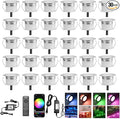 30 Pack 1.22 Inch Smart LED Deck Lights, Low Voltage RGB Outdoor Lighting | Recessed 12V IP67 Waterproof, APP Control, Compatible with Alexa & Google Home, for Patio Stair Steps Landscape Decor