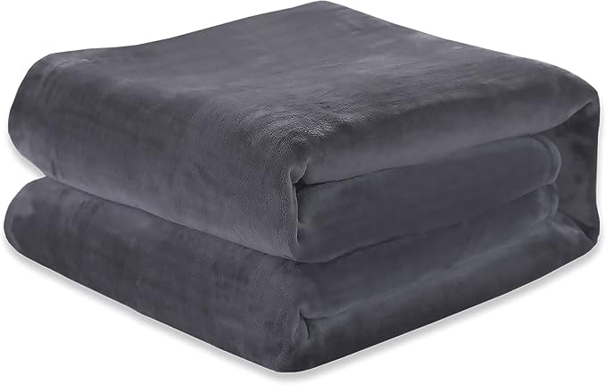 Elegant Comfort Luxury Velvety Feel Blanket, All-Season Lightweight Blanket, Ultra Plush, Soft, Cozy-Fuzzy Flannel Fleece for Couch, Sofa, Bed, Travel, Solid Design, Twin/Twin XL, Grey