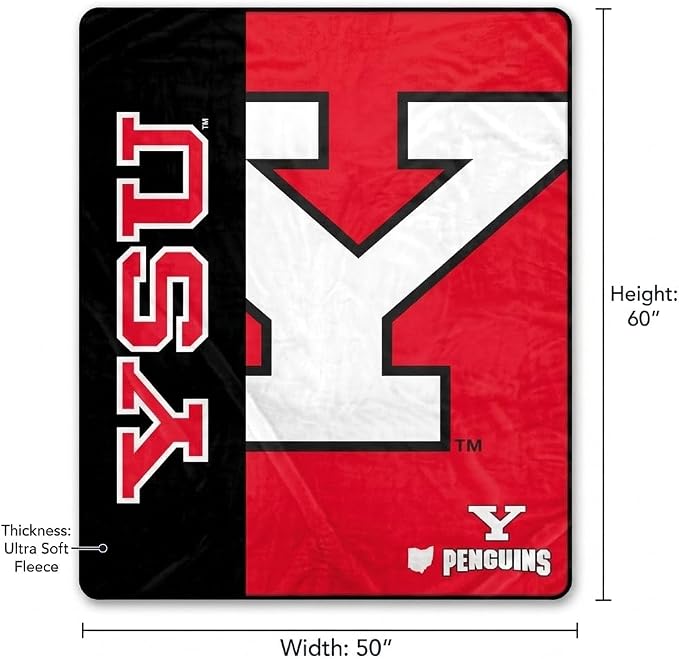 Pegasus Sports NCAA Youngstown St Penguins Endzone Ultra Soft Tailgate Throw