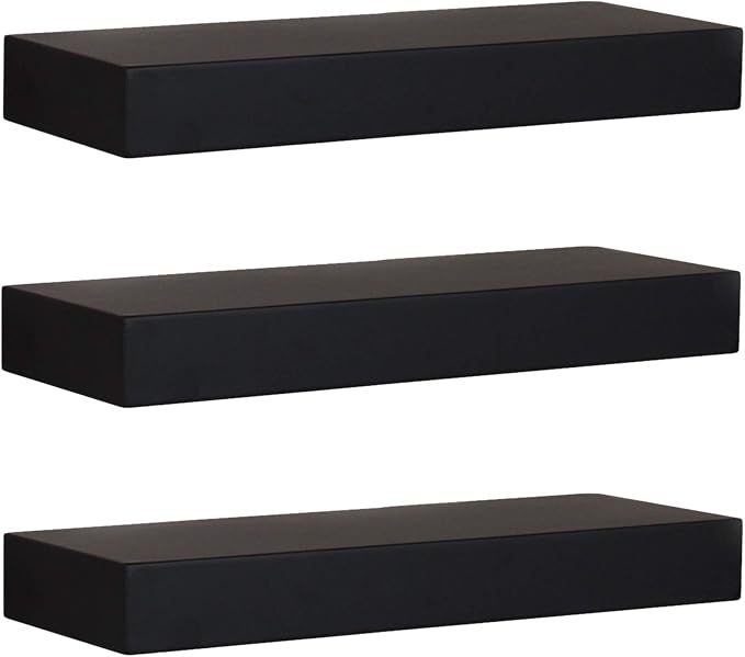 kieragrace Modern Floating-Shelves, Pack of 3, Black, 3 Count