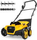 Cordless Lawn Dethatcher and Scarifier Compatible with Dewalt 20V Battery | Tool Only, 15" Electric Brushless Dethatcher, 40V Dual Battery Powered, Air Boost Technology, 12-Gal Collection Bag, 5 Depths