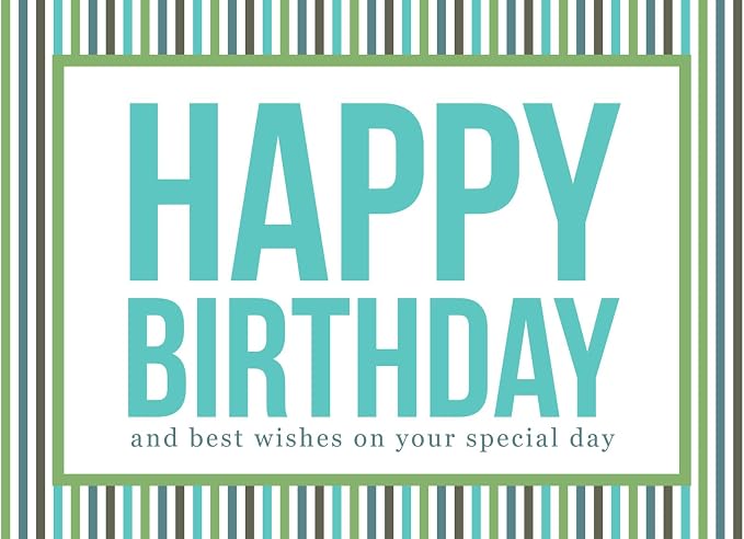 CEO Cards - Birthday Greeting Cards (Pastel Stripes), 5x7 Inches, 25 Cards & 26 White Envelopes (B1604)