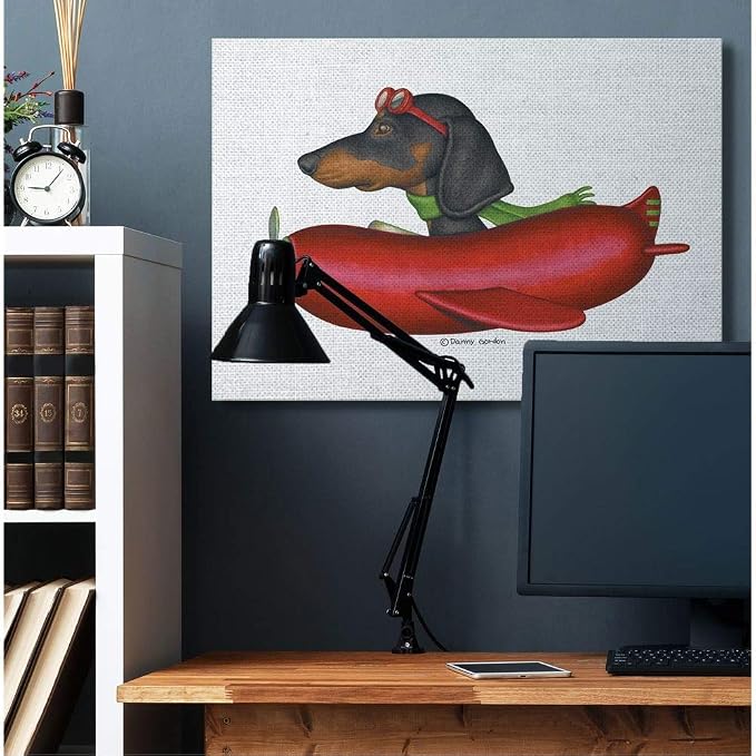 Stupell Industries Dachshund Flying in Weenie, 36 x 48 Inch Canvas Wall Art | Stupell Industries | 48 x 36 Inches, Easy to Hang and Sturdy, Made in USA, by Danny Gordan