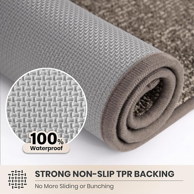 PURRUGS Dirt Trapping Door Mat 24" x 35.5", Non-Slip Machine Washable Entry Rug, Entrance Mat, Indoor Front Door Mat, Super Absorbent Entryway Rug for Muddy Shoes & Paws, Heathered Beige