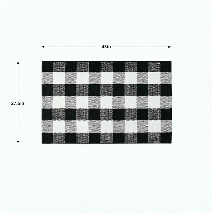 Buffalo Plaid Rug 2'4'' x 3'7'', Black and White Washable Farmhouse Checkered Rug, Non-Slip Indoor Outdoor Floor Mat for Living Room, Bedroom, Entryway, Kitchen, Laundry Room, Patio, Porch