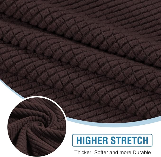 H.VERSAILTEX Sectional Couch Covers 3 Pieces Sofa Seat Cushion Covers L Shape Separate Cushion Couch Chaise Cover for Both Left/Right Sectional Couch (Seat Only: 1 Chaise + 2 Sofa, Chocolate)